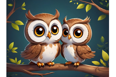 Cute couple owl