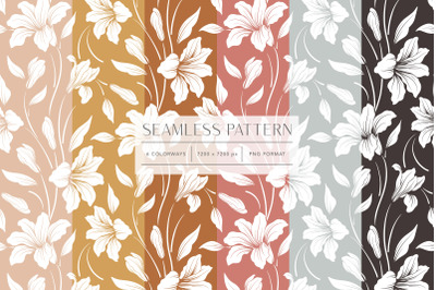 Modern Lily Seamless Pattern Graphics Collection