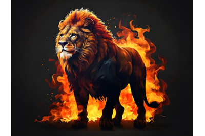 a Lion filled with fire