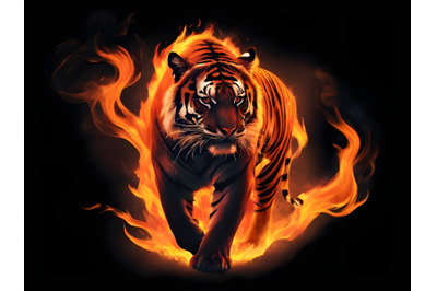 a tiger filled with fire