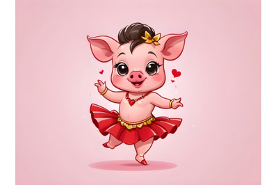 cartoon samba dancer pig