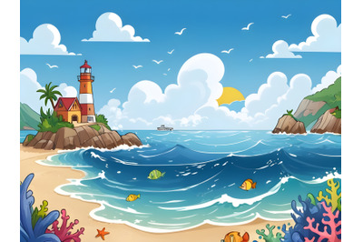 Cartoon seascape