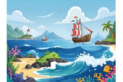 Cartoon seascape