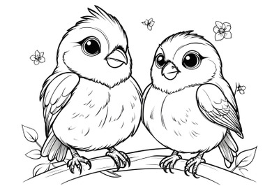 Cute adorable birds couple love