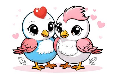 Cute adorable birds couple love