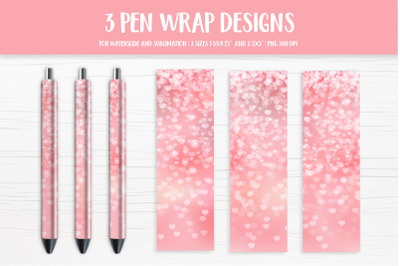 Blush Pink Hearts Background Pen Wrap Sublimation Design