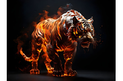 tiger filled with fire