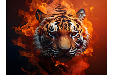 tiger filled with fire