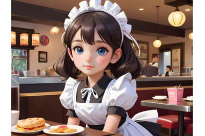 Waitress dressed as maid&2C; Maid Cafe