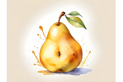 Watercolor a yellow pear