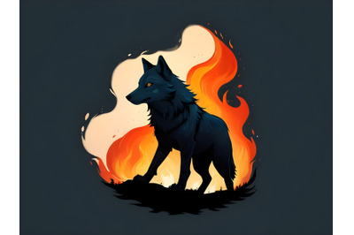 wolf filled with fire