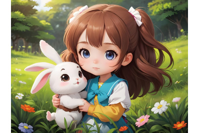 Little girl with Easter rabbit