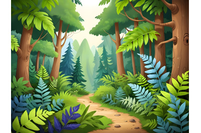 Magic forest landscape with trees