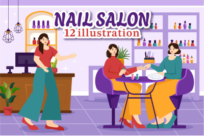 12 Nail Polish Salon Illustration