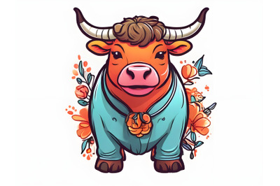 Illustration of a cute bull