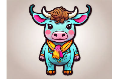 Illustration of a cute bull