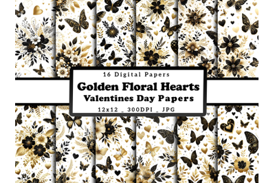 Bown Floral Hearts and Butterflies Valentine&#039;s Day Papers