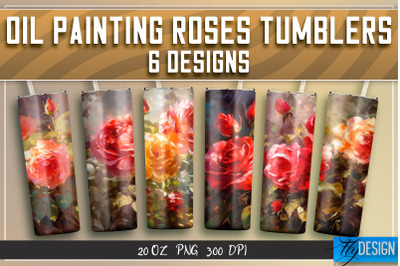 Oil Painting Roses Tumblers Wrap 20 oz | PNG File | 300 DPI