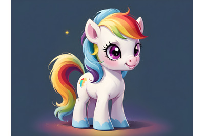 Illustration of magic Rainbow Pony standing