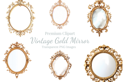 Vintage Gold Mirror Clipart Valentine&#039;s Day