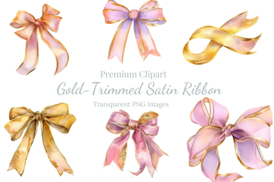 Gold Trimmed Satin Ribbon Clipart Png