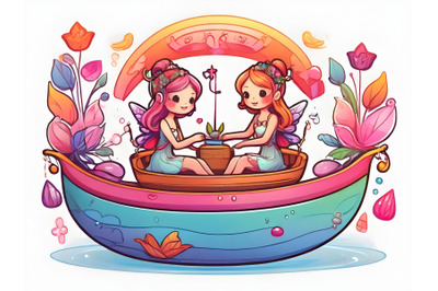 fairy floats on a boat