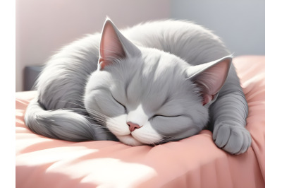 gray cat are sleeping