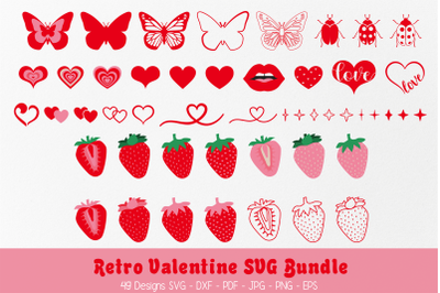 Sweet Valentines Day Icons SVG | Retro Love SVG | Strawberries PNG |
