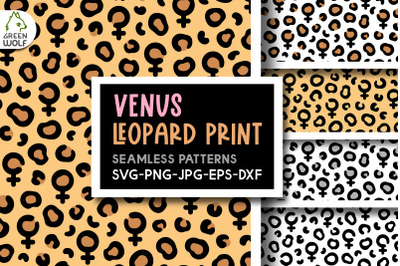 Venus sign leopard print svg Feminism svg Feminine seamless pattern