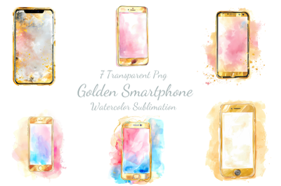 Golden Smartphone Watercolor Sublimation