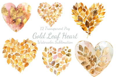 Gold Leaf Heart Watercolor Sublimation