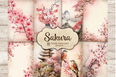 Sakura Junk Journal Pages | Flowers Collage Sheet