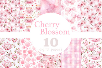 Cherry Blossom Digital Paper | Spring Patterns Bundle