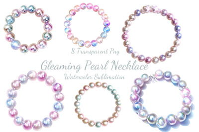 Gleaming Pearl Necklace Watercolor Sublimation