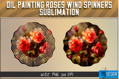 Oil Painting Roses Wind Spinners Sublimation | PNG Design