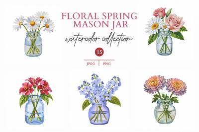 Floral Spring Mason Jar