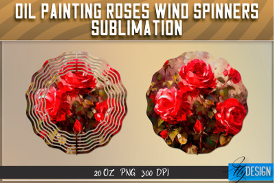 Oil Painting Roses Wind Spinners Sublimation | PNG Design