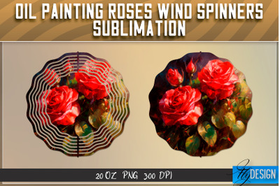 Oil Painting Roses Wind Spinners Sublimation | PNG Design