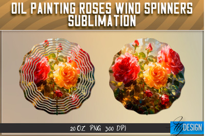 Oil Painting Roses Wind Spinners Sublimation | PNG Design