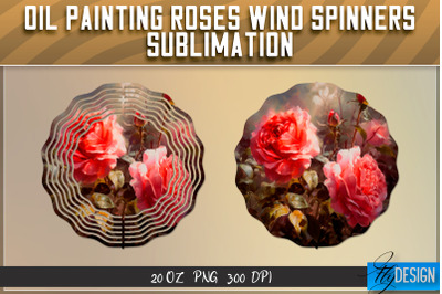 Oil Painting Roses Wind Spinners Sublimation | PNG Design