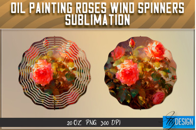 Oil Painting Roses Wind Spinners Sublimation | PNG Design