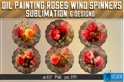 Oil Painting Roses Wind Spinners Sublimation | PNG Design