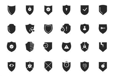 Security shield icons. Insurance and protection system web icons for l