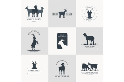 Goat dairy products logo. Milk cheese yogurt, fresh organic whole milk