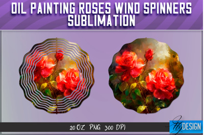 Oil Painting Roses Wind Spinners Sublimation | PNG Design