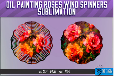 Oil Painting Roses Wind Spinners Sublimation | PNG Design