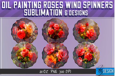 Oil Painting Roses Wind Spinners Sublimation | PNG Design