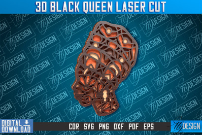 3D Black Queen | Black Woman Signs Laser Cut | CNC File