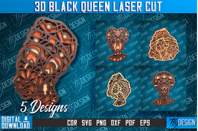 3D Black Queen | Black Woman Signs Laser Cut | CNC File