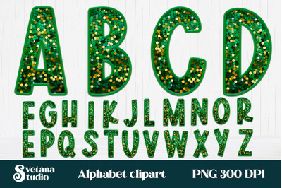 Green glitter alphabet clipart | Sequin alphabet
